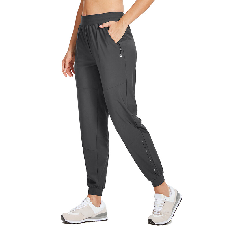 Women's Athletic Joggers Pants Running Workout Quick Dry Pants Lightweight with Zippe