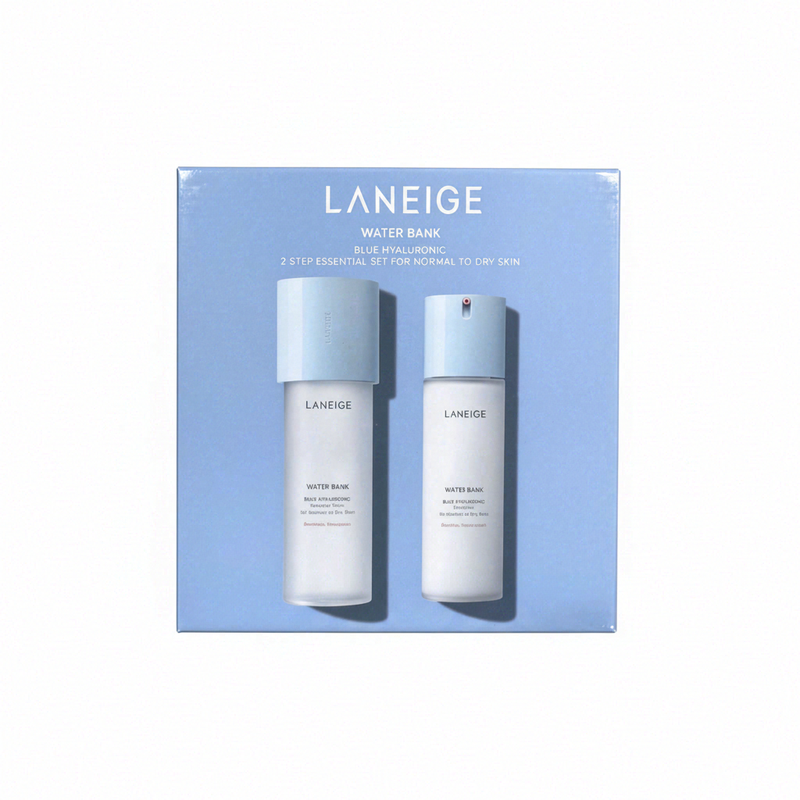 Laneige Beauty Geschenkset: Water Bank Blue Hyaluronic Essenz für intensive Feuchtigkeit und strahlend weiße Haut.