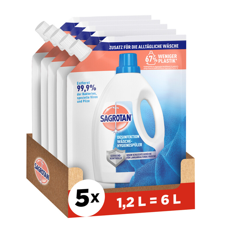 Sagrotan Wäsche-Hygienespüler Himmelsfrische Nachfüller 5x1.2L