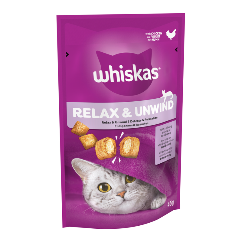 Whiskas Relax & Unwind Adult Cat Treats With Chicken 45G