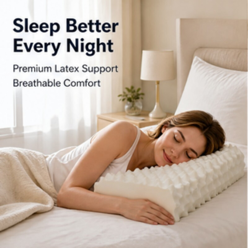 Premium Latex Pillow,Memory Emulsion Pillow, Neck Contour Cervical Orthopedic Pillow for Sleeping Side Back Stomach Sleeper, Ergonomic Bed Pillow for Neck Pain