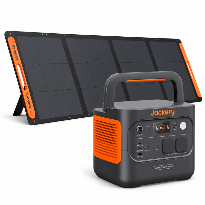 Jackery Explorer E2000 V2 tragbare Powerstation Bundle mit SolarSaga 200 W Solarpanelen