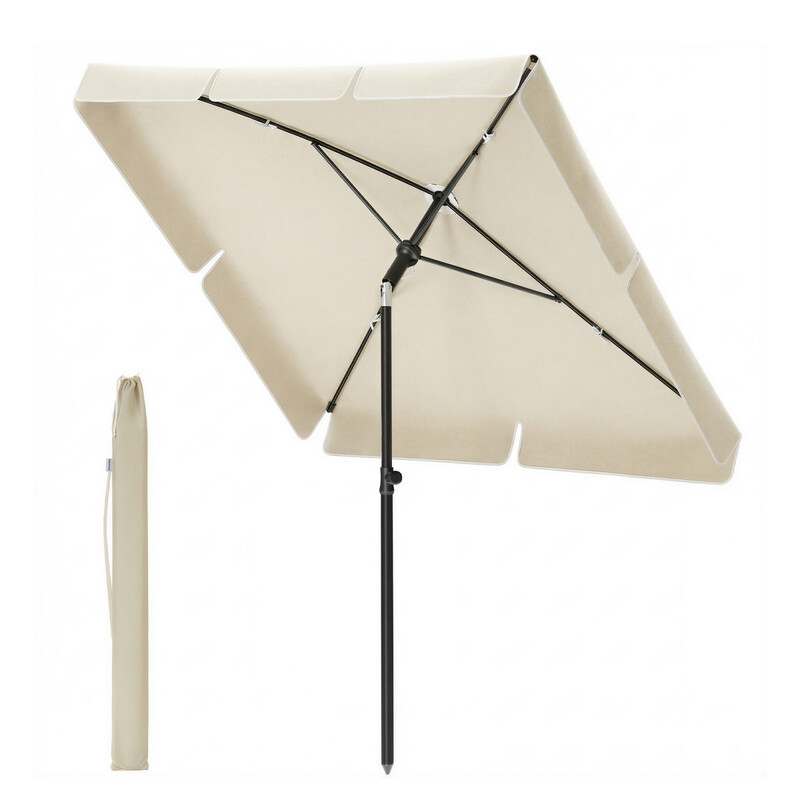 JOYFURNOS Rechteckiger Balkon-Parasol, UPF 50+ wasserabweisender Sonnenschutz, 200 x 125 x 240 cm, Beige