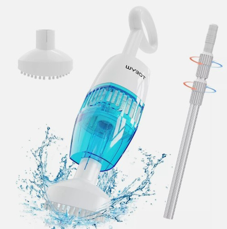Wybot Hyson 100 Kabelloser Handstaubsauger Für Pools Und Spas, 1, 5 M Teleskopstiel, Wiederaufladbarer 5200 MAh Lithium-Akku, Bis Zu 60 Minuten