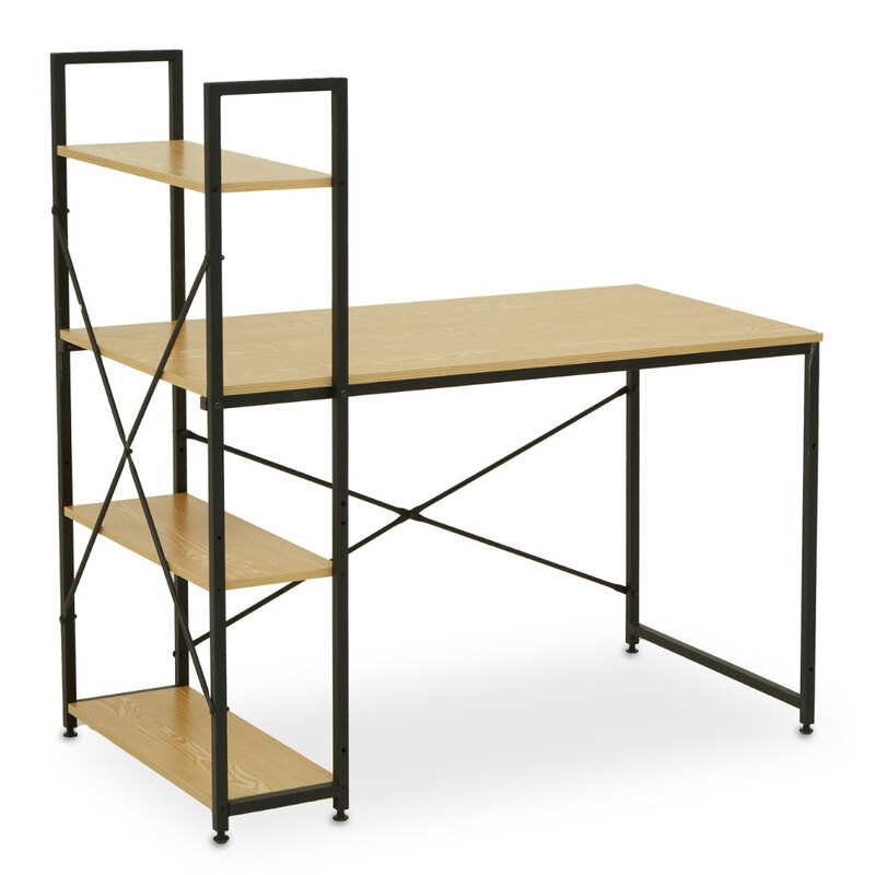 Interiors by Premier Desk Laxton with Shelves Oak Effect/Black