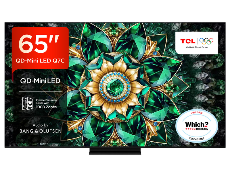 Tcl 65Q7c-Uk 65” Qd-Mini Led Tv, 4K Uhd, Smart Google Tv With 144Hz Motion Clarity Pro, Dolby Atmos, Audio By Bang & Olufsen, Game Master 5901292528027