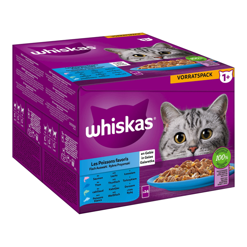 Whiskas 1+ Fischauswahl in Gelee 24 x 85 g