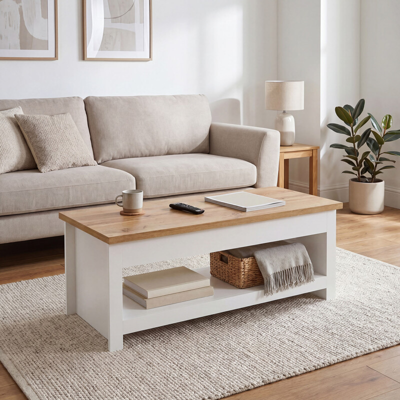 Vida Designs Coffee Table Arlington Rectangle White/Oak Effect