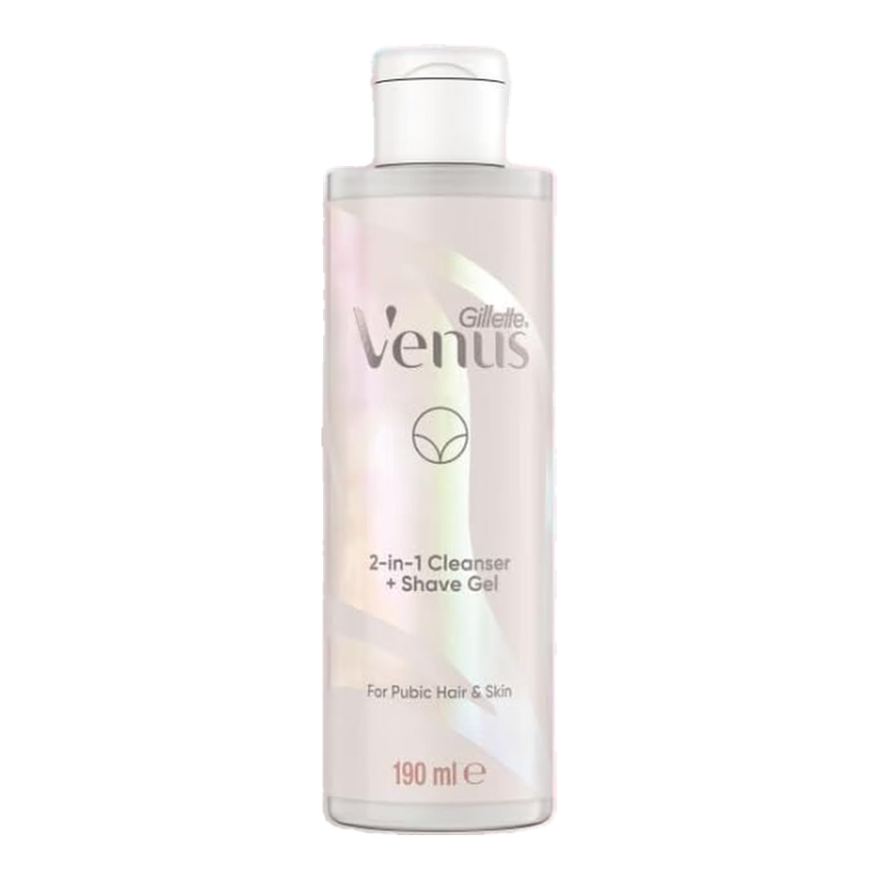Gillette Women's Venus For Pubic Hair & Skin Razor 2 Blade Refills And 2-In-1 Shave Gel And Cleanser 190Ml