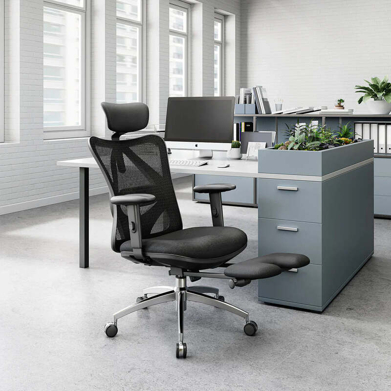 SIHOO Bürostuhl M18JT ergonomischer Schreibtischstuhl mit Fußstütze, atmungsaktivem Netzeinsatz, höhenverstellbarer Kopf- und Lendenstütze
