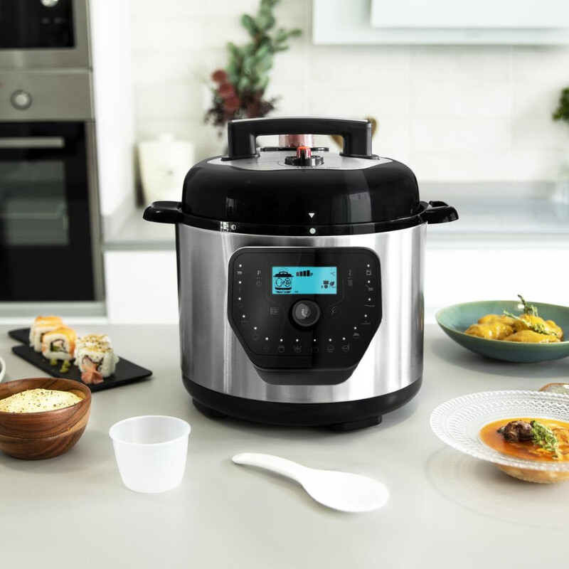 Cecotec Olla Programable Eléctrica 6 L GM H Deluxe Fry – Multifunktions-Druckkocher mit Heißluftfritteusen-Kopf und integrierter Waage