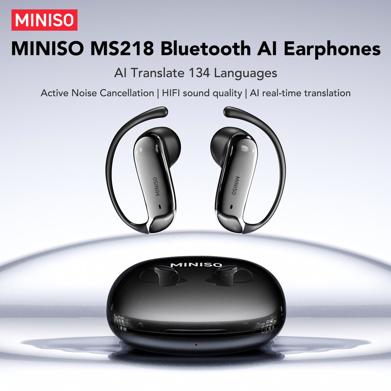 MS218 134 Languages Real-Time AI Translation Earbuds, OWS Open-Ear Bluetooth 6.0 Earphones with AI Noise Cancelling, 3D Spatial Audio Wireless Headphones for Travel Business (Gunmetal)