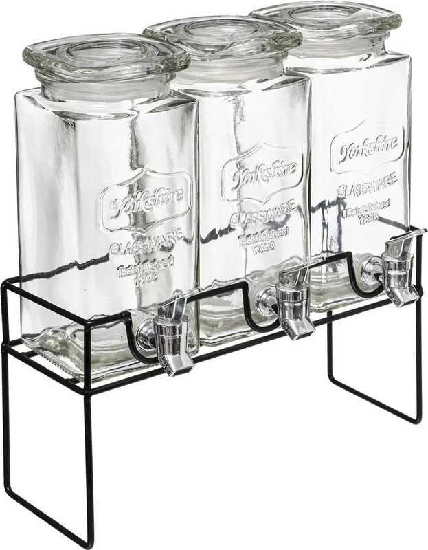 Secret de Gourmet Set van 3 glazen drankdispensers met standaard - 1,5 L