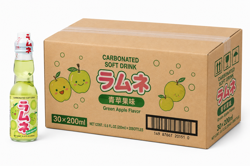 Hatakosen Ramune, Groene Appel, 30 x 200 ml