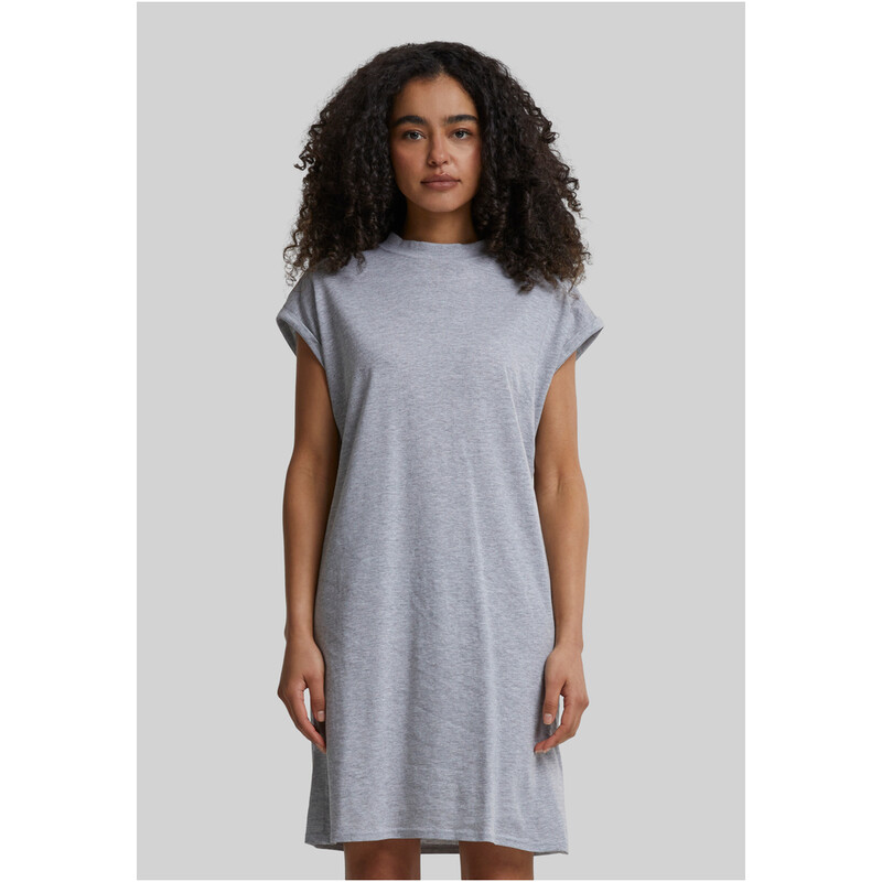 Urban Classics Damen-Turtler-Kleid mit verlängerten Schultern, grau, S