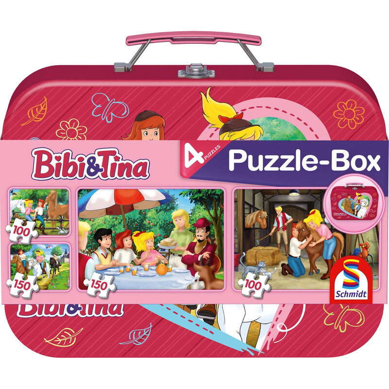 Schmidt® Spiele 56509 Kinderpuzzle Bibi & Tina Bibi & Tina, Puzzle-Box im Metallkoffer 2x100, 2x150 Teile ab 6 Jahre