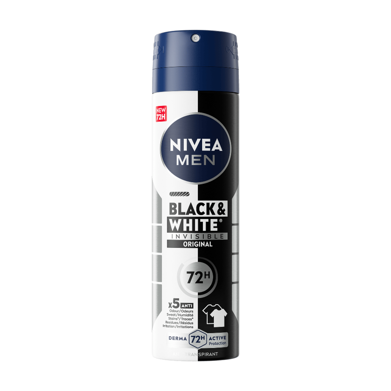 NIVEA Men Deodorant Spray Invisible for Black & White - 150 ml