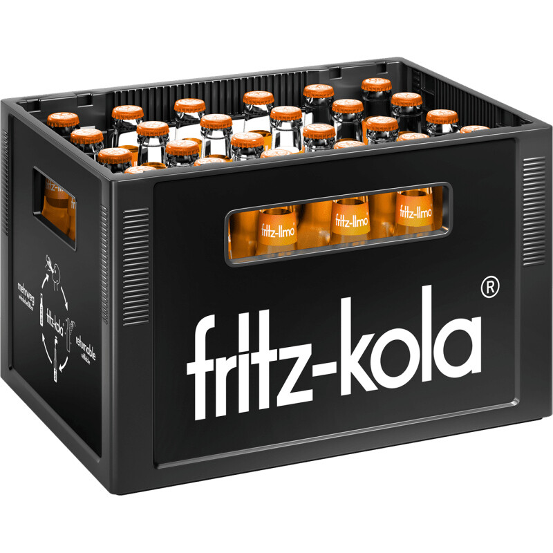 FRITZ!-limo Orangenlimonade mit Fruchtsaft – Erfrischendes prickelndes Orangengetränk mit 17 % Fruchtgehalt – 24 x 0,33 L wiederverwendbare Glasflaschen