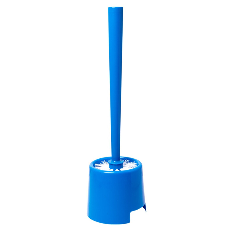 Blauwe toiletborstel van 37 cm met 25 mm PP haren en houder, basis 11,5 x 11,5 cm