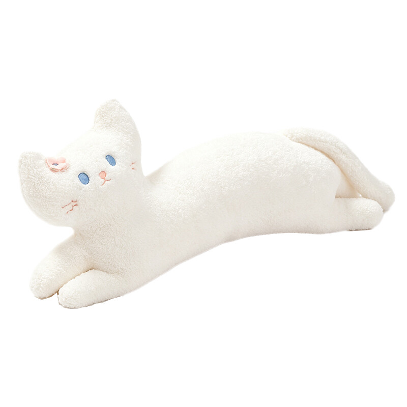 Kattenkussen met cacao - Witte kat - 80 cm