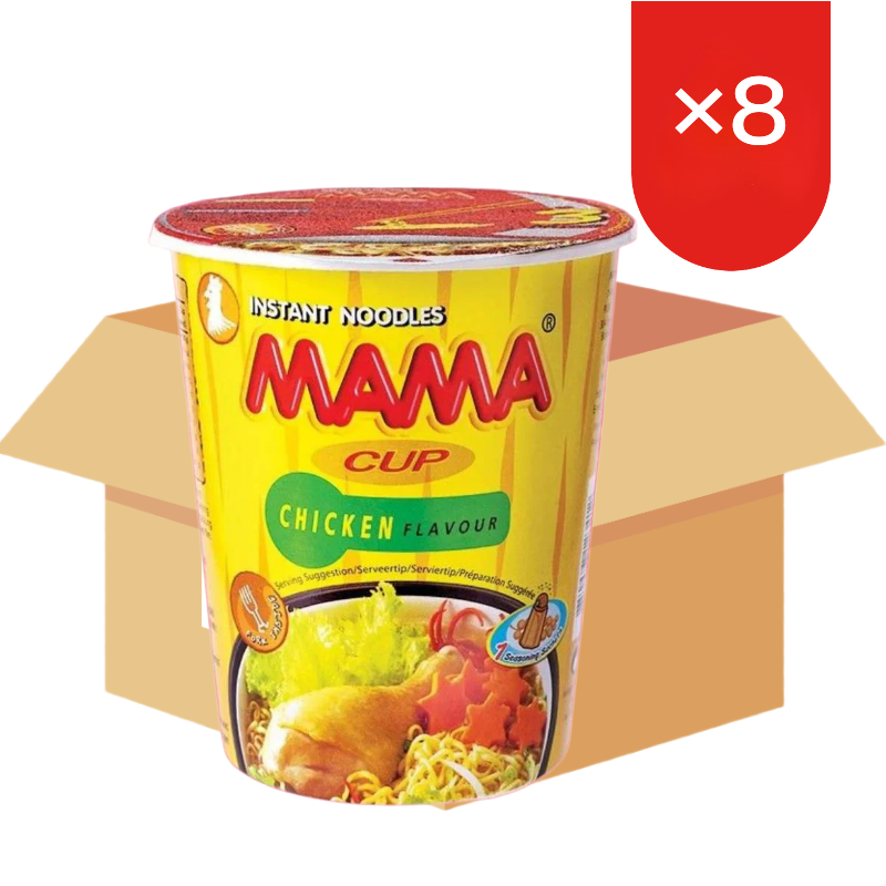 MAMA kant-en-klare kipnoodlebeker 16 cups 70g/beker kipnoodle doosverpakking