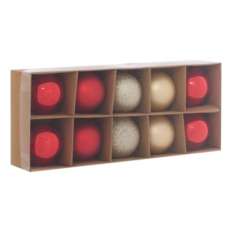 Lot de 10 boules en verre Rouge Diamètre 6 cm Or rouge