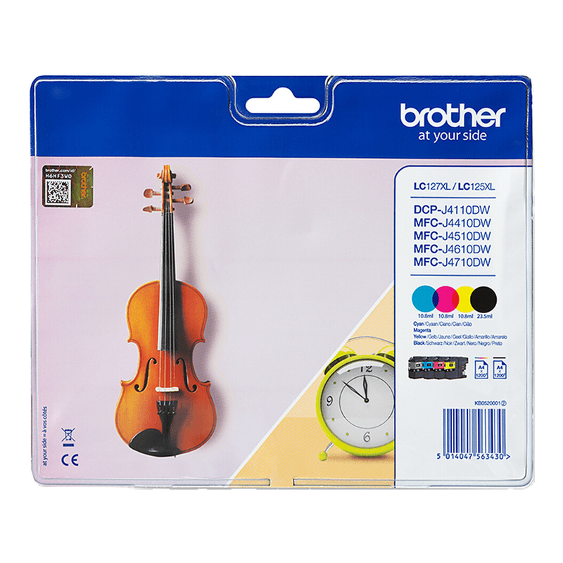 Brother LC127XLVALBP inktcartridge 4 stuks origineel zwart, cyaan, magenta, geel