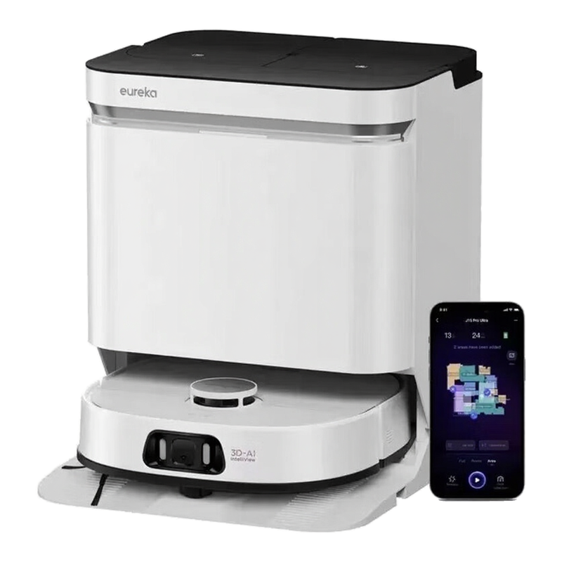 Eureka J15 Pro Ultra robotstofzuiger met dweilfunctie, 16200 Pa, anti-wraptchnologie, vloeistofdetectie & borstelheffing, 75 °C heetwaterreiniging, zelfreinigend