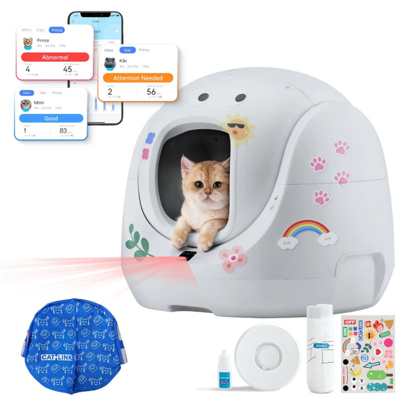 CATLINK SE Baymax automatische selbstreinigende Katzentoilette, 70 L, extra groß für Mehrkatzenhaushalte, Einklemmschutz, Gesundheitsüberwachung