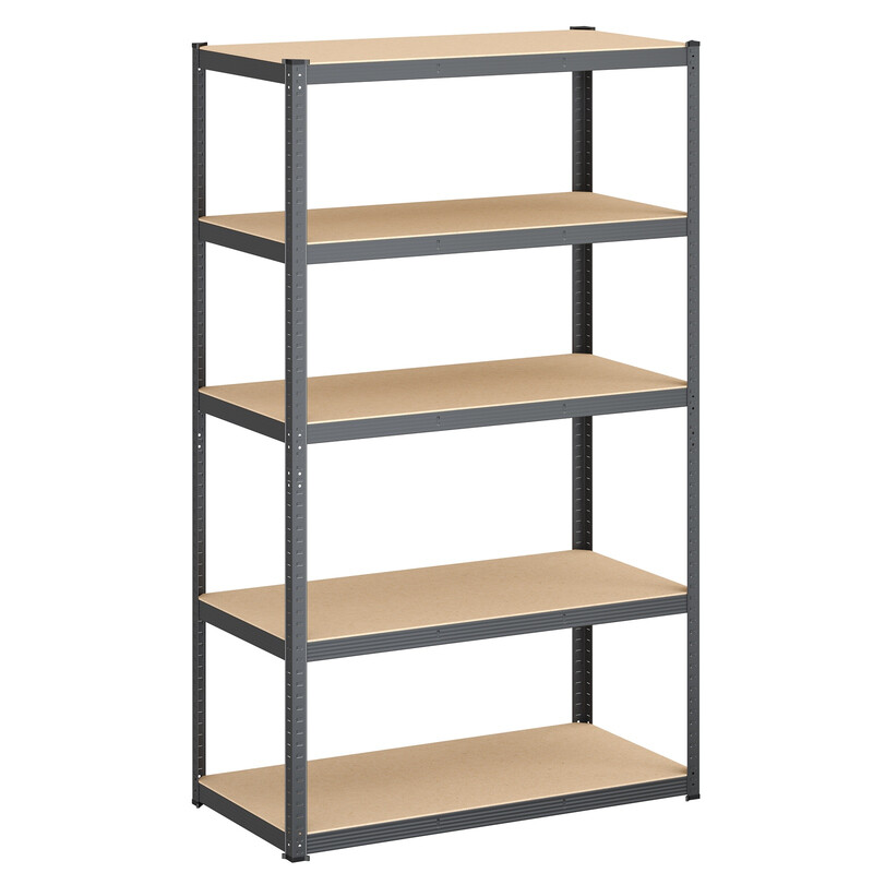 JOYFURNOS 5-Tier Shelving Unit, Steel Shelving Unit for Storage, for Garage, Shed, Load Capacity 750 kg, Grey