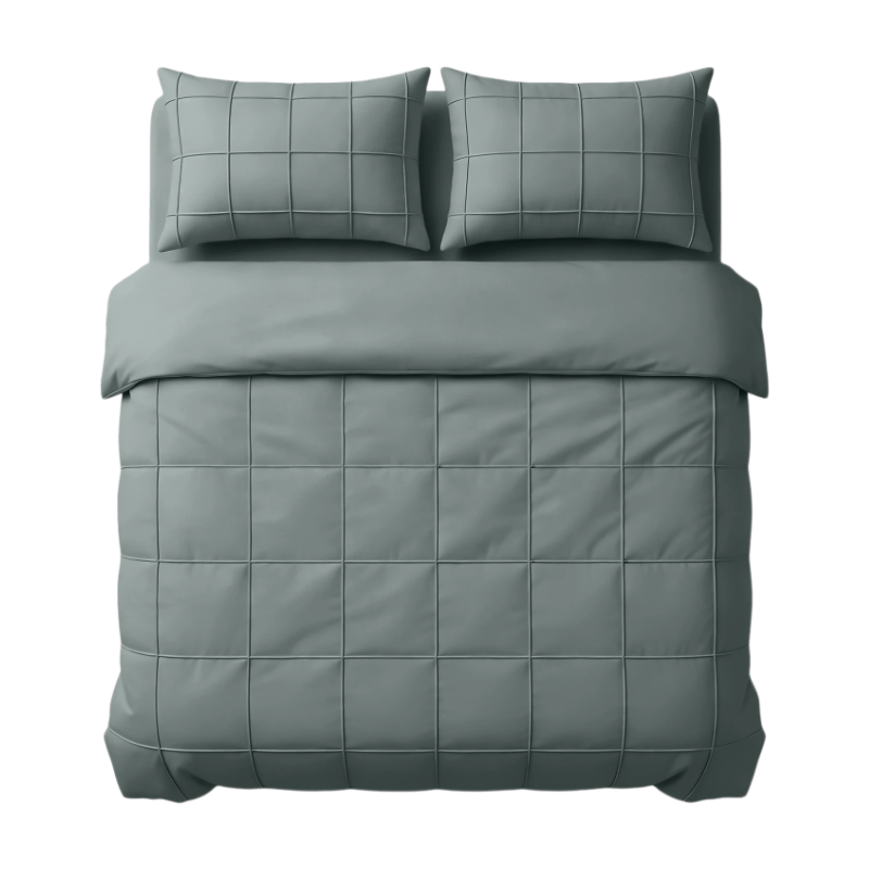 Sleeptime Dekbedovertrekset Geruit Pintuck 200 x 200/220 + 2 Kussenslopen 60 x 70 cm - Microvezel - Groen