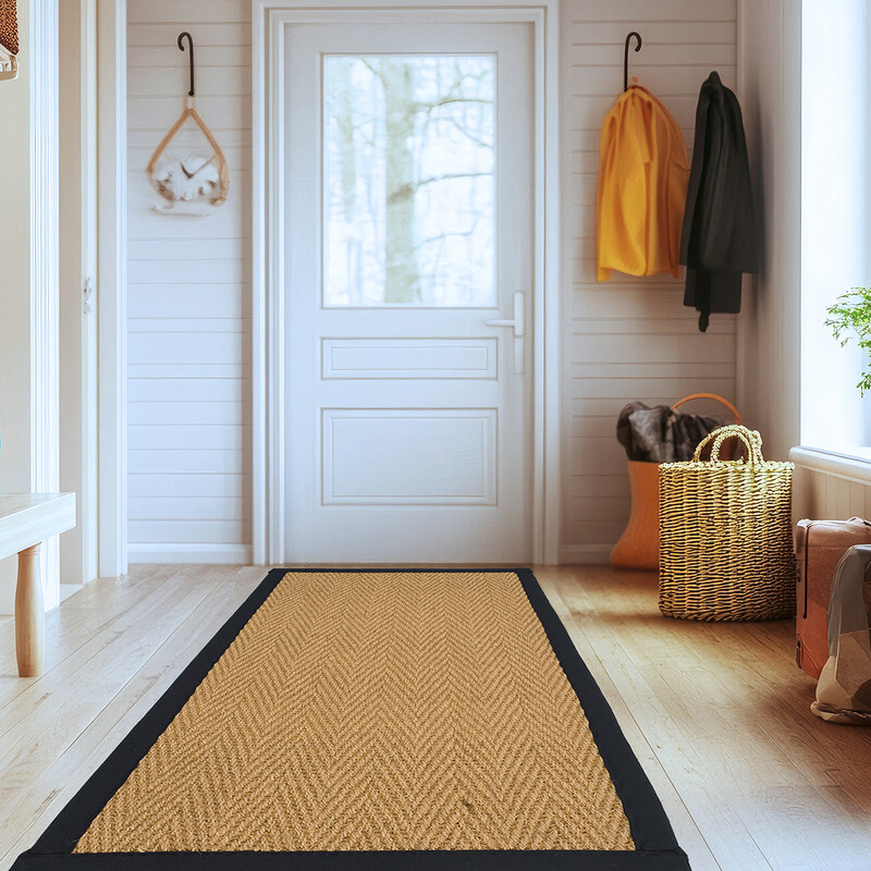 Runner Herringbone Coir Border Natural/Black 66x122cm