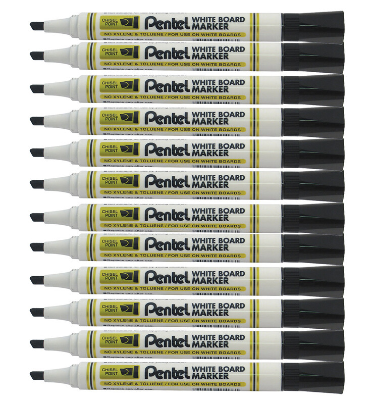 Whiteboard Marker Chisel Tip Black Pack of 12