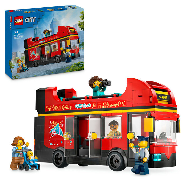 City 60407 Red Double-Decker Sightseeing Bus