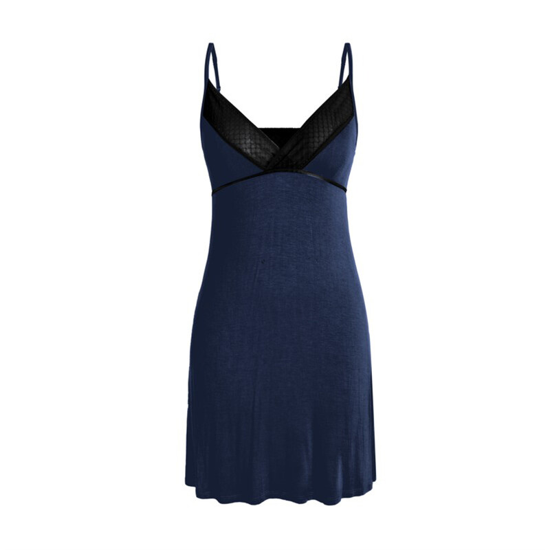collar wide lace v-neck navy suspender dress XL