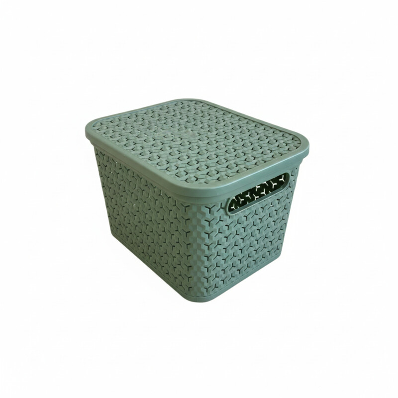Medium Urban Store Basket with Lid Lily Pad Green 14L