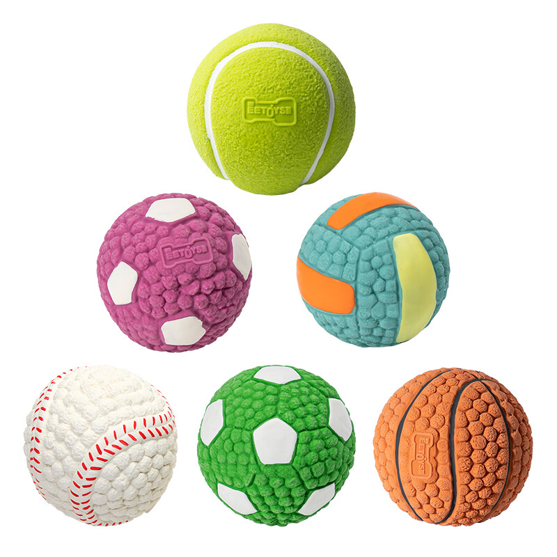 Sounding Pet Interactive Toy Ball Set, Squeeze Sound to Attract Attention, Soft Latex