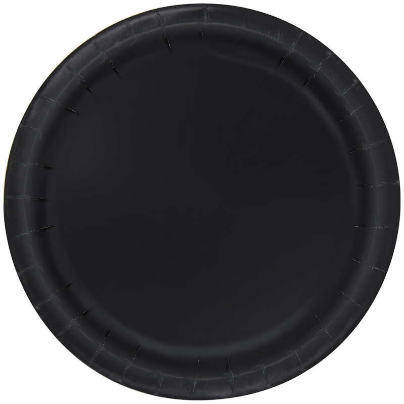 9-Inch Black Round Dinner Plates, Pack of 8