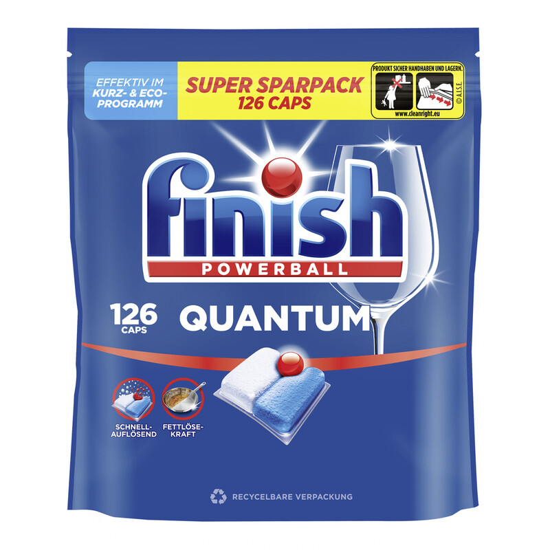 Finish Quantum Fresh Spülmaschinen Caps, Super Sparpack, 126 Caps