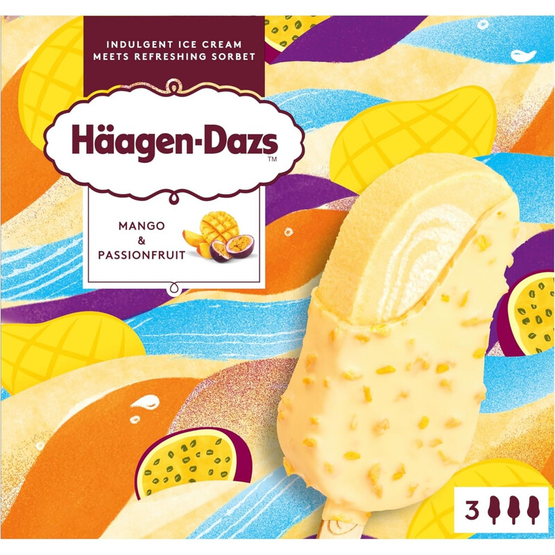 Haagen-Dazs Mango & Passionfruit Ice Cream Sticks 3 x 80ml