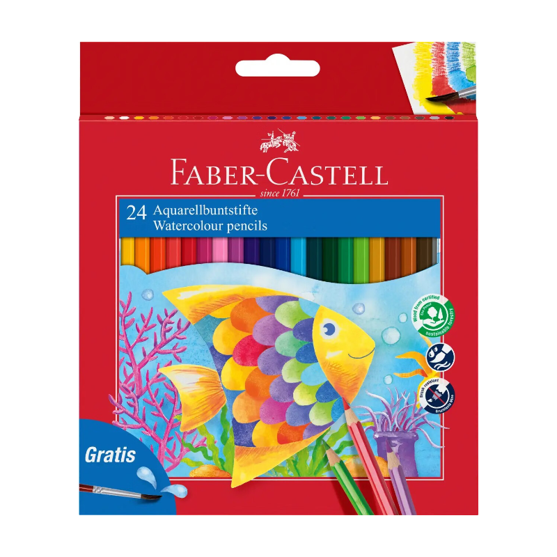 Classic Colour Watercolour Pencils, Assorted Colours, Wallet of 24