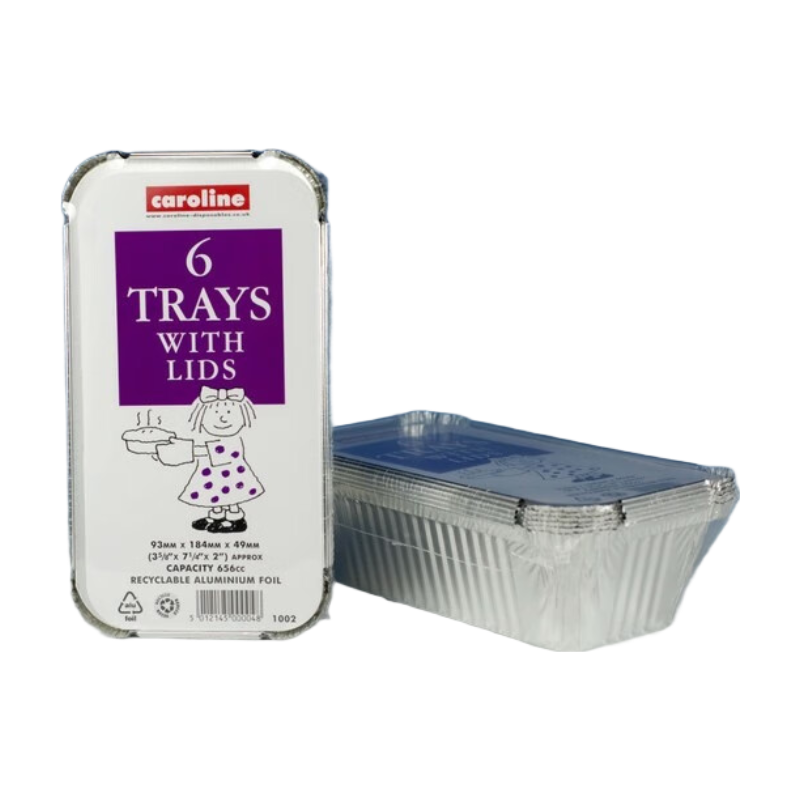 Caroline Foil Tray with Lids - 23oz (6-Pack) 93 x 184 x 49mm