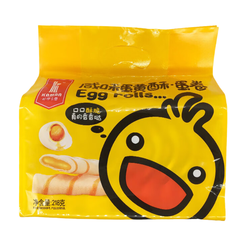 Kaman Salty Egg Yolk Flavored Custard-Filled Wafer Rolls 218G