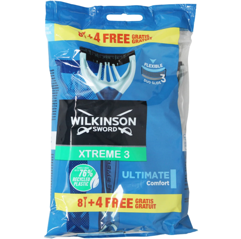 WILKINSON SWORD Xtreme 3 Rasoirs Jetables 3 Lames - Pack de 12 Rasoirs