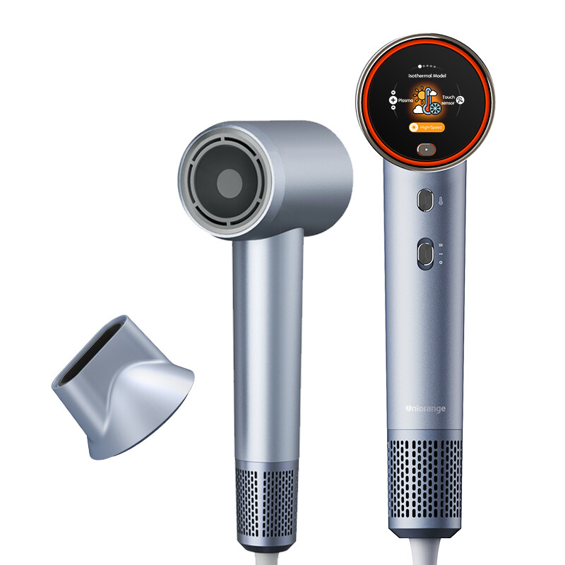 Uniorange H6 plasma hogesnelheidsföhn (sterrenzilver), hd-lcd-scherm, 5 slimme standen, 1600 W vermogen en 1 miljard plasma-ionen, 110.000 tpm hogesnelheidsmotor, droogt 5 keer sneller