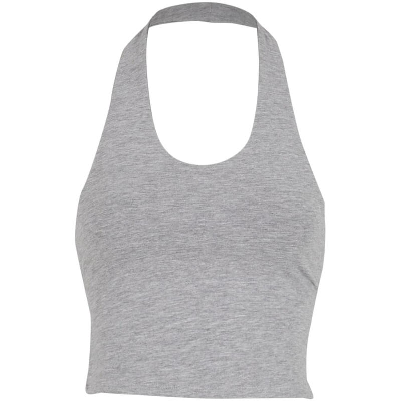 Urban Classics Damen Basic Neckholder Jersey-Top Grau Meliert