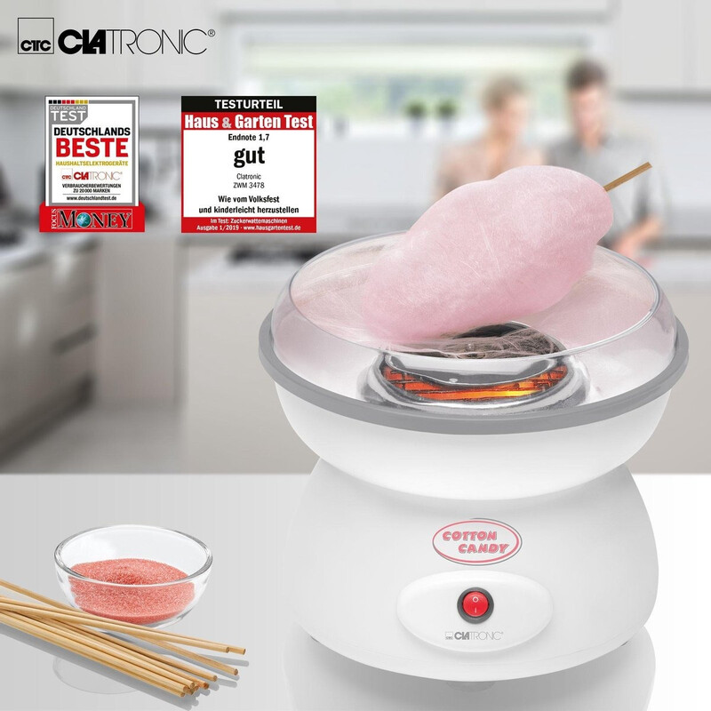 Clatronic ZWM 3478 Machine à Barbe à Papa 500 W Bol Rotatif Sécurité Enfant