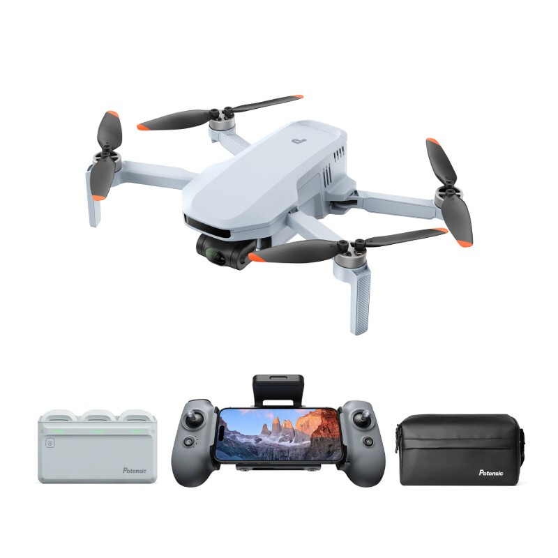 Potensic ATOM 2 Fly More Combo, 4K-drone met 3-assige gimbal, minder dan 249 g, 10 km video-overdracht, 96 min vliegtijd