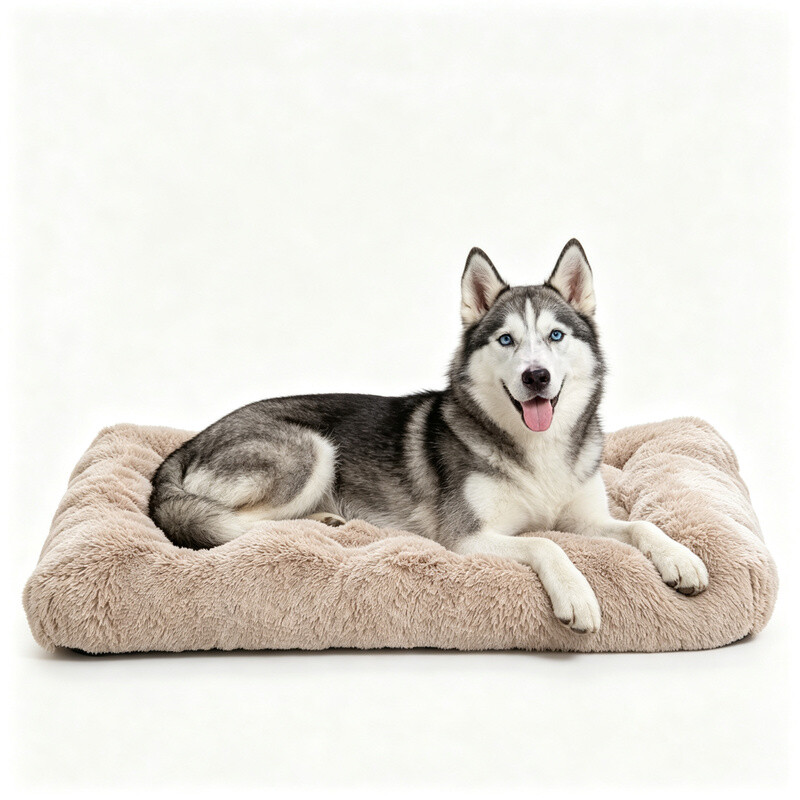 PetPad einfarbiges Plüsch-Hundekäfigmatte, Camel, 119x74 cm XXL
