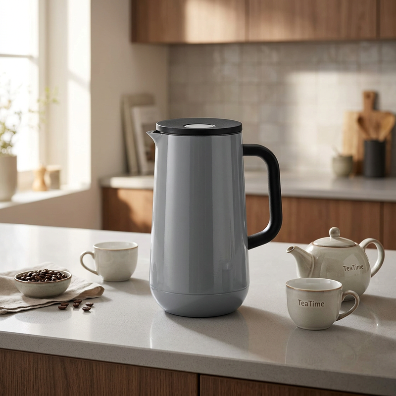 WMF Impulse isoleerkan - 1 l, 23,4 cm, grijs, glazen binnenfles, 24 uur langdurige isolatie